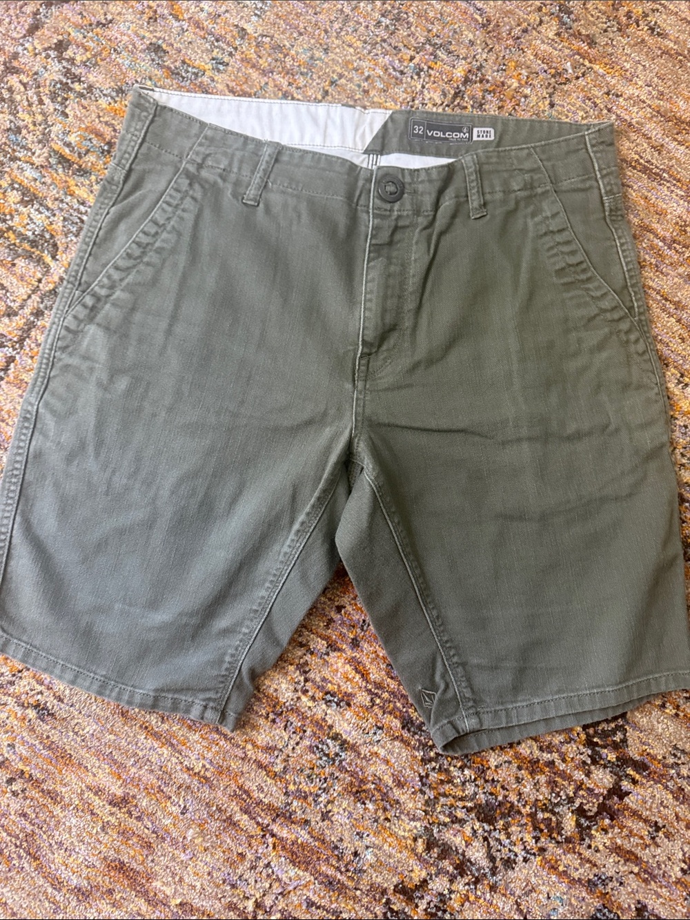 Volcom Men's Olive Utility Flat-Front Shorts